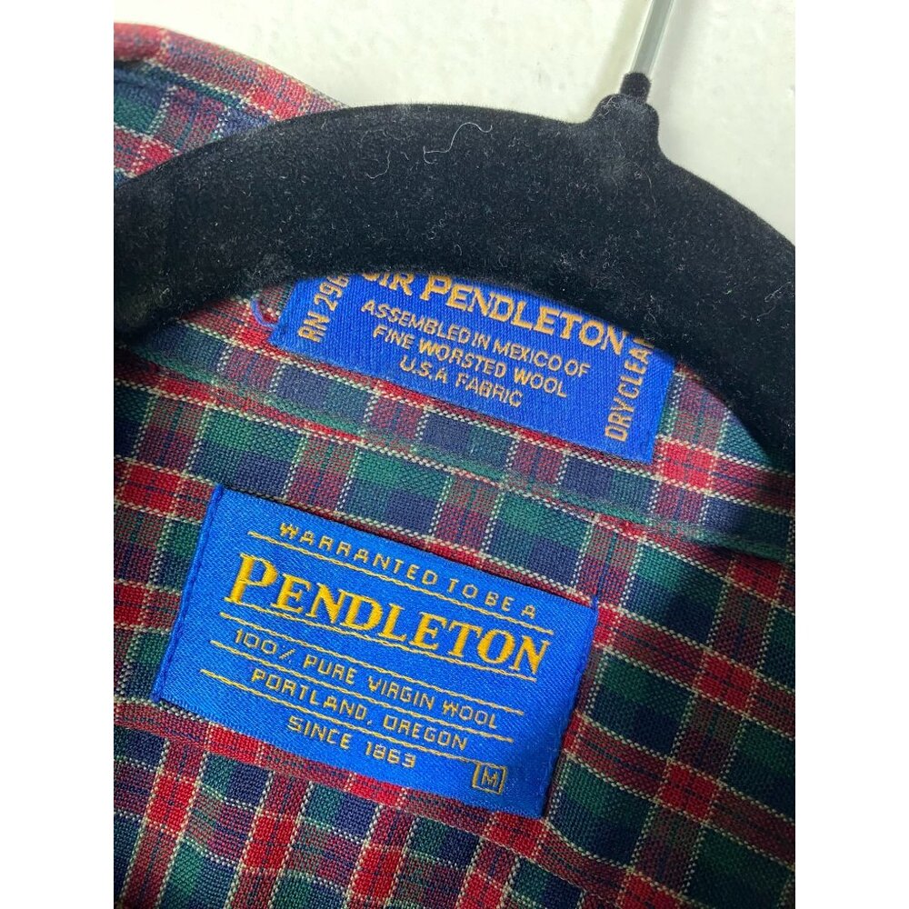 Pendleton 100% Pure Virgil Wool Mens Red Green Plaid Button Up Shirt Size Medium - Picture 13 of 13